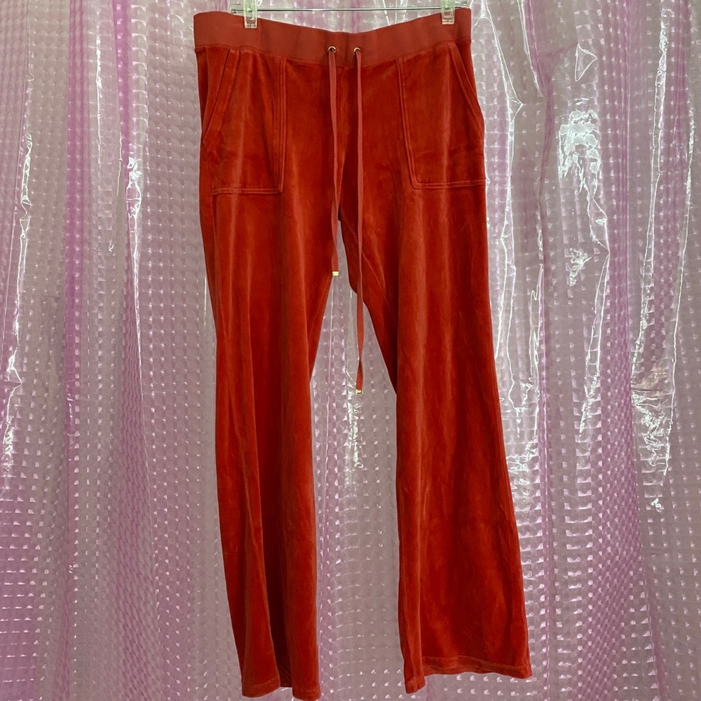 Bright Red Juicy Couture Velour Yoga Pants